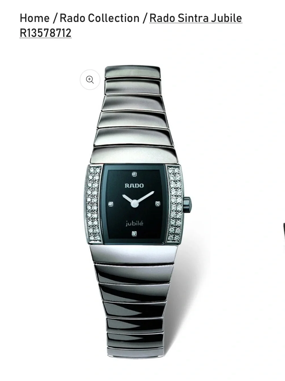 Rado Jubile Stainless Steel Watch with Black Dial and Diamond Accents